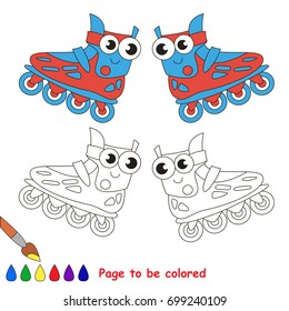 Funny Roller Blades to be colored, the coloring book for preschool kids with easy educational gaming level.