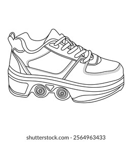 Funny Roller Boot Outline for Coloring Fun - A delightful roller shoe design with a quirky twist, ideal for sparking creativity and laughter during kids' coloring time. 