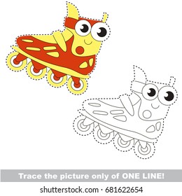 Funny Roller Skate to be traced only of one line, the tracing educational game to preschool kids with easy game level, the colorful and colorless version.