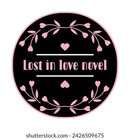 Des citations amusantes de livres romantiques au coeur rouge mignon. Un signe de lecture de roman d'amour. Genre littéraire. Romantique, phrases amoureuses du livre. Illustration vectorielle dessinée à la main isolée