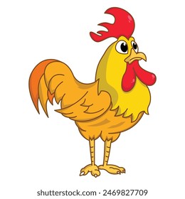 Divertido gallo Vector de dibujos animados para colorear página