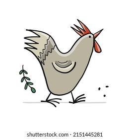 Funny Rooster character isolated on white. Icon for your design