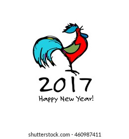Funny Rooster, symbol of 2017 new year