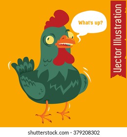 Funny rooster - vector illustration.