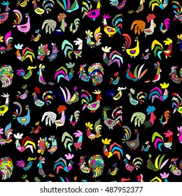 Funny roosters, seamless pattern for your design