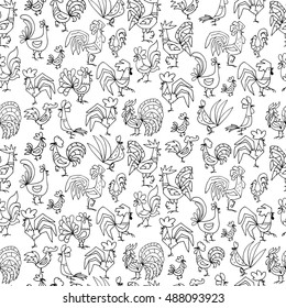 Funny roosters, seamless pattern for your design