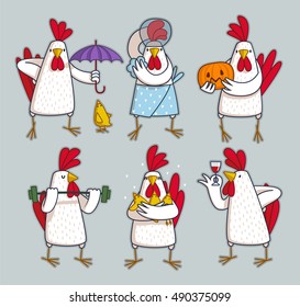 funny roosters set