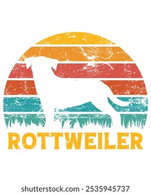 Funny Rottweiler Vintage Retro Sunset Silhouette Gifts Dog Lover Dog Owner Essential T-Shirt