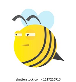 a funny round bee, an emotional insect from a simple geometric figure, cartoon character,vector image, flat design
