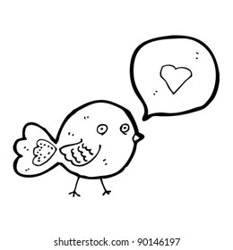funny round bird expressing it's love