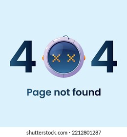 Funny round robot, cartoon mascot, page not found