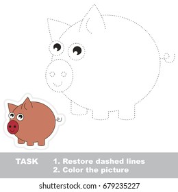Funny Rounded Piggy. Dot to dot educational game for kids.