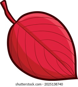 Funny rounded red autumn leaf in doodle style
