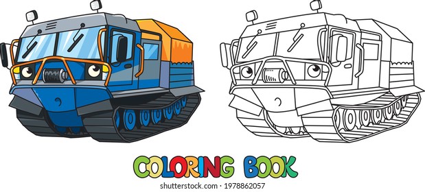 Funny rover car. Amphibious vehicle coloring book