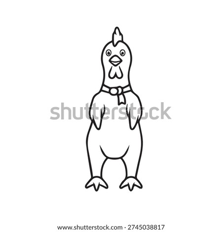 Funny rubber chicken toy with a bow tie, isolated on white background for April Fools Day.