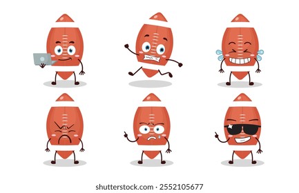 funny rugby ball cartoon character with many pose activity design illustration