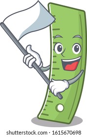 Funny ruler cartoon character style holding a standing flag