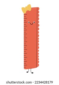 Funny Ruler. Cute School Supplies. Vector, kawaii