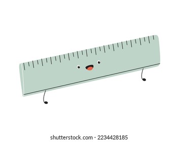 Funny Ruler. Cute School Supplies. Vector, kawaii