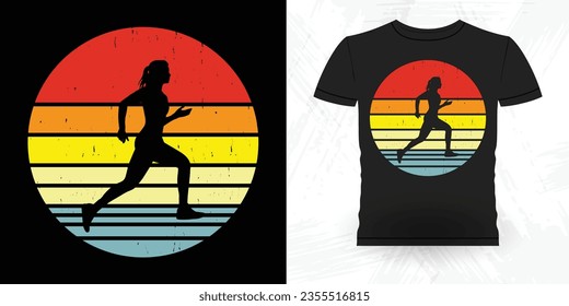 Funny Runner Running Marathoner Retro Vintage Running T-Shirt Design