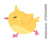 Funny running chick isolated on a white background. Vector illustration in flat style.