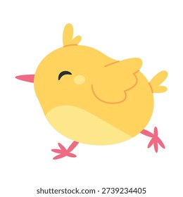 Funny running chick isolated on a white background. Vector illustration in flat style.