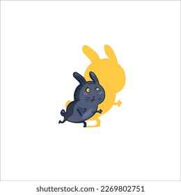 Funny running rabbit. Vector illustration.