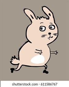 Funny running rabbit. Vector illustration.