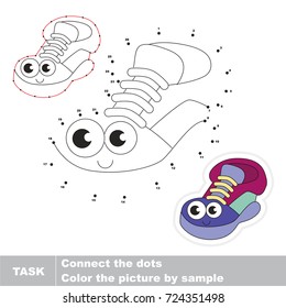 Funny Running Shoes. Dot to dot educational game for kids.