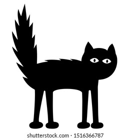 Funny Sad Black Cat Vector Illustration Stock Vector (Royalty Free ...