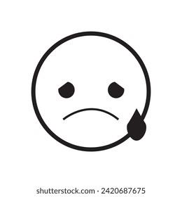  funny sad cry with tear emoji for social media. Vector illustration of yellow color fun unhappy emoticon with tear