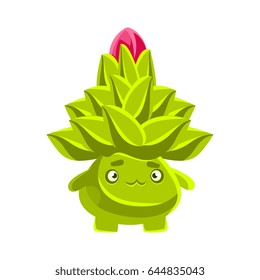 Funny sad succulent emoji. Cartoon emotions character vector Illustration