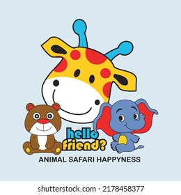 funny safari animals design cartoon vector illustration for print