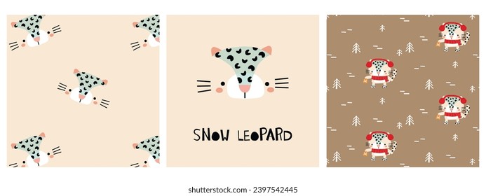 Funny fiesta de safari sin fisuras en el patrón vectorial y la impresión. Gato salvaje. Cute baby leopard estilo de caricatura arte perfecto para tejidos, textiles y papel de envoltura. 