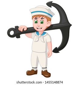 Funny Sailor With Anchor Cartoon For Your Design