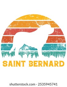 Funny Saint Bernard Vintage Retro Sunset Silhouette Gifts Dog Lover Dog Owner Essential T-Shirt