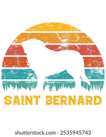 Funny Saint Bernard Vintage Retro Sunset Silhouette Gifts Dog Lover Dog Owner Essential T-Shirt