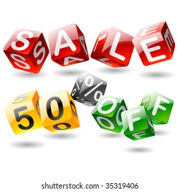 Funny SALE OFF phrase compiled with a cubes