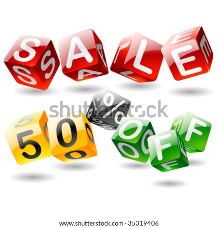 Funny SALE OFF phrase compiled with a cubes