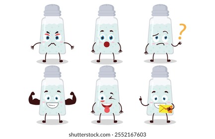 funny salt cartoon with different expressions character design illustration