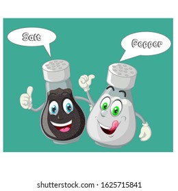 Funny Salt And Pepper With Thumb Up Hand Cartoon