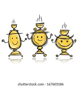 Funny samovars sketch for your design