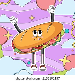 Funny sandwich cartoon character illustration