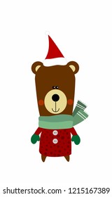 funny Santa bear in Christmas outfit