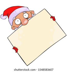 Funny Santa with blank poster