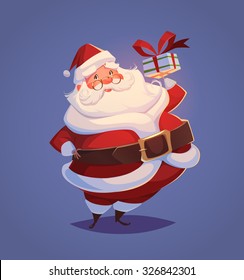 Funny santa. Christmas greeting card \ background \ poster. Vector illustration.