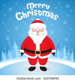 Funny santa. Christmas greeting card background poster. Vector illustration.