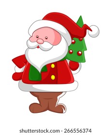 Funny Santa with Christmas Tree