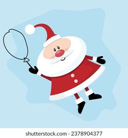 Funny Santa Claus - 2024. Christmas sign in cartoon style. Vector illustration.