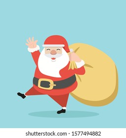 Funny Santa Claus with bag vector illustration